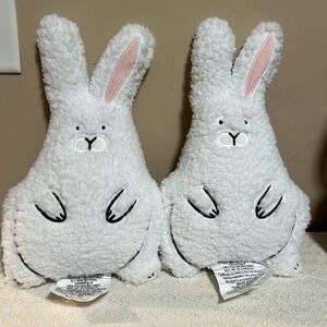 Set of 2 Room Essentials Faux Fur Shaped Easter Bunny Throw Pillow White